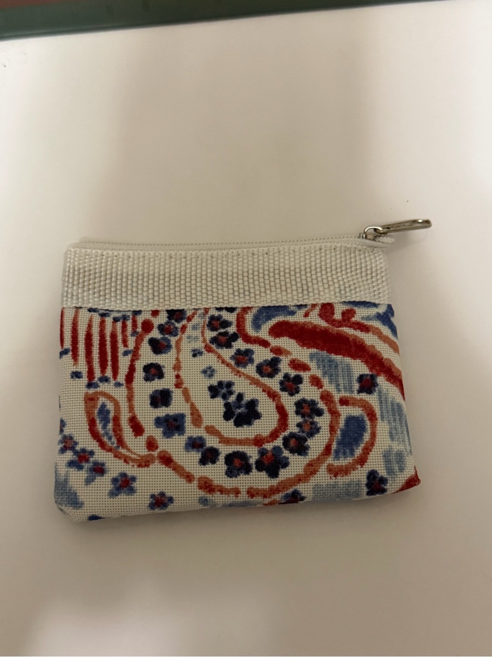NEW Small Zip Pouch in Cream, Red & Blue